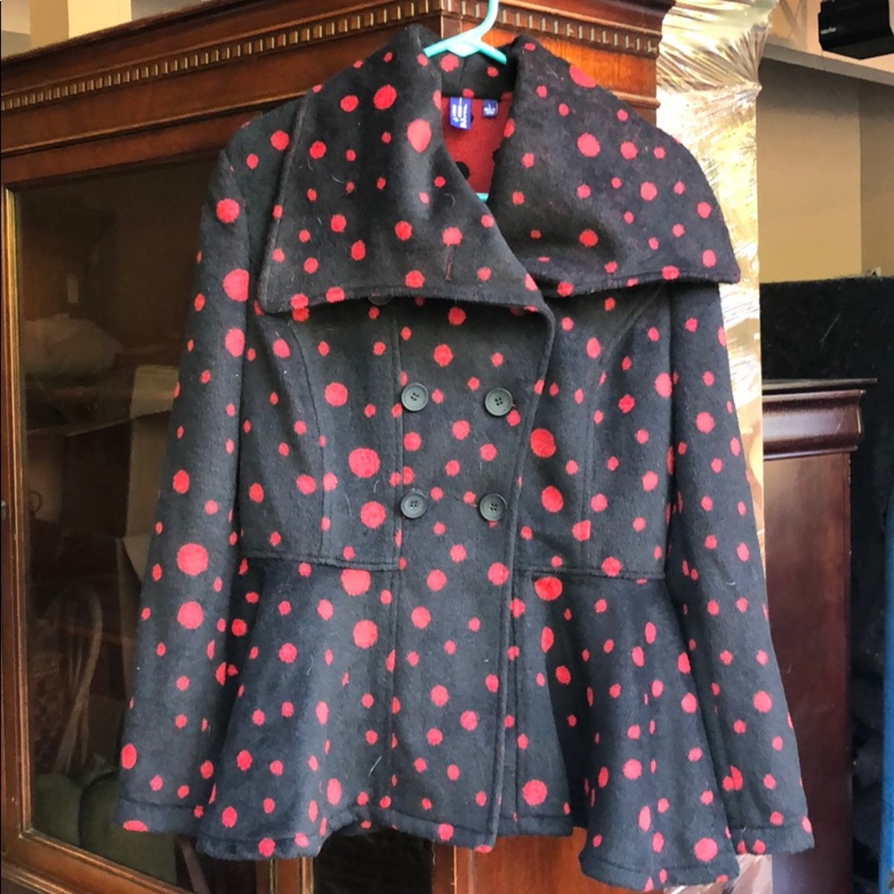 I Dué +2 Red Polka Dot Skirted Jacket